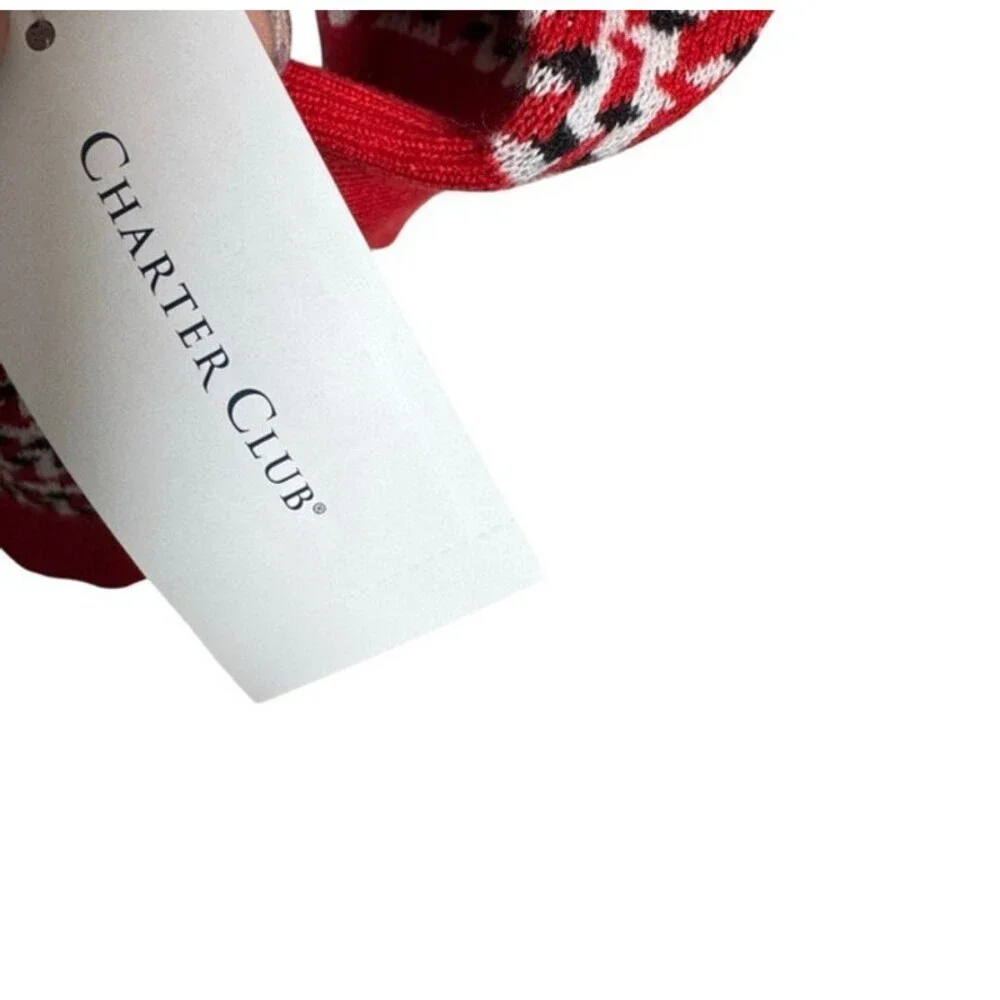 Charter Club Embellished Sweater Red Pearl Trim V Neck Womens Size XXL NWT